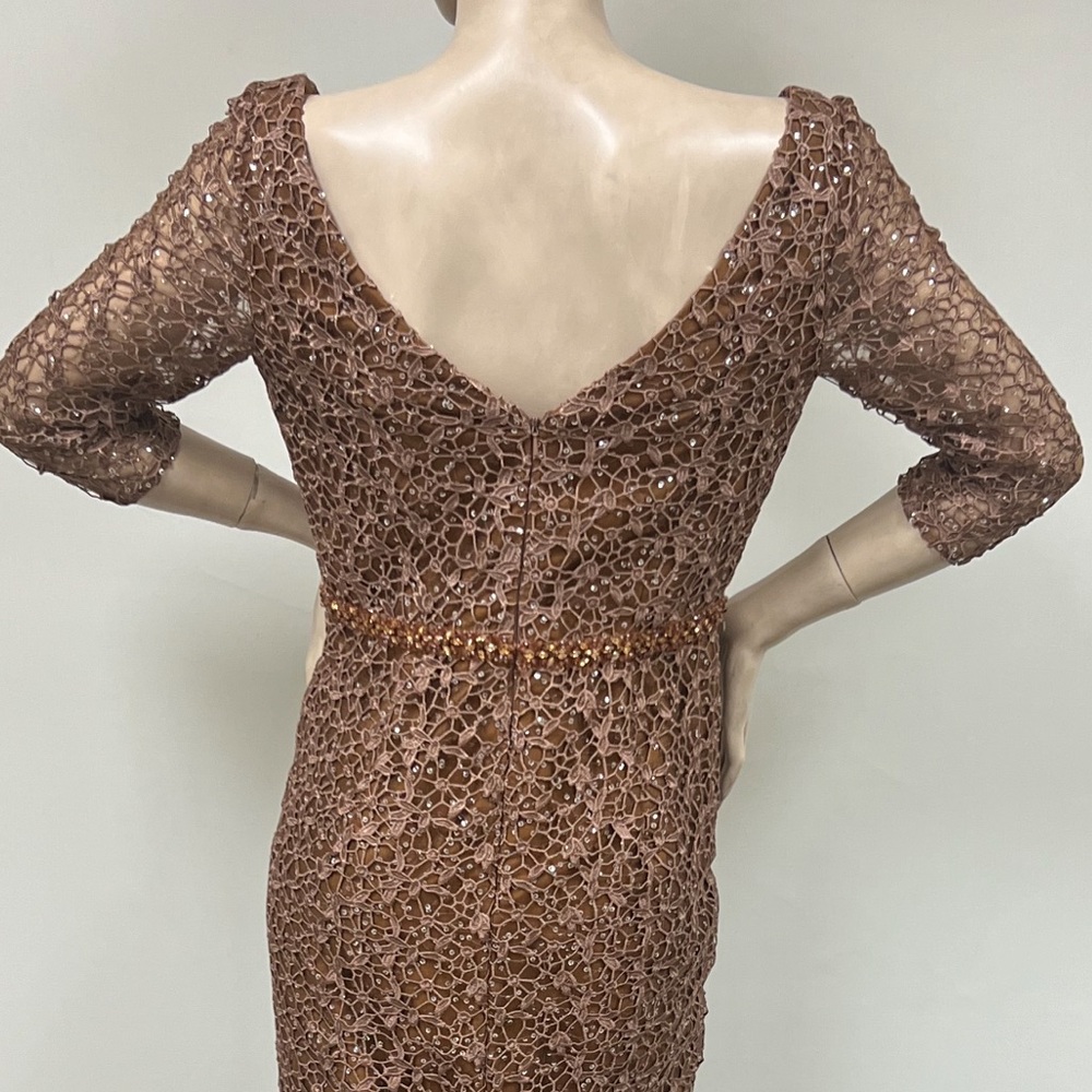 Montage by Mon Cheri 3/4 sleeves embroidered sweetheart neck long gown - Picture 8 of 10